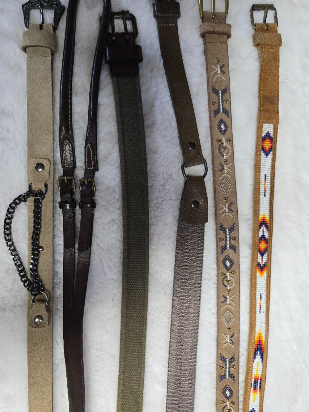 Lot of 6 Assorted Belts S/M Neutrals J Crew Martina Mori Lucky Beaded Gap